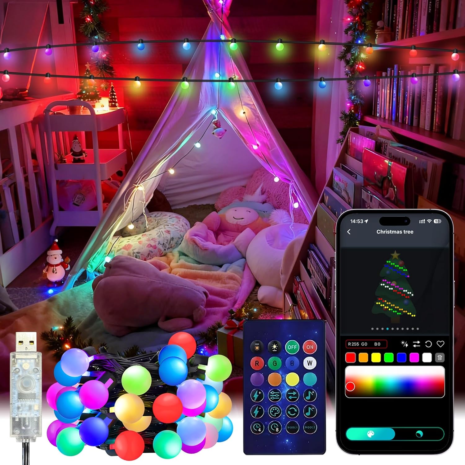 App Smart Garden - Guirnalda de luces de globo inteligente,