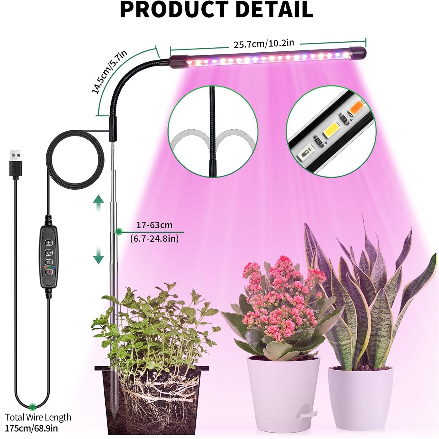 Lámpara de cultivo USB de 3 co - Plant Grow Light Full Spectrum reseña y precio