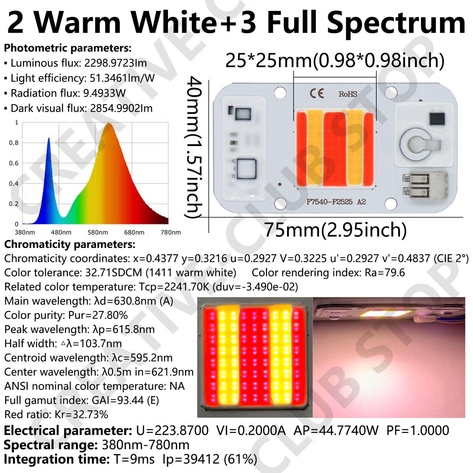 Chip LED COB de 50W, sin solda - Plant Grow Light Full Spectrum reseña y precio