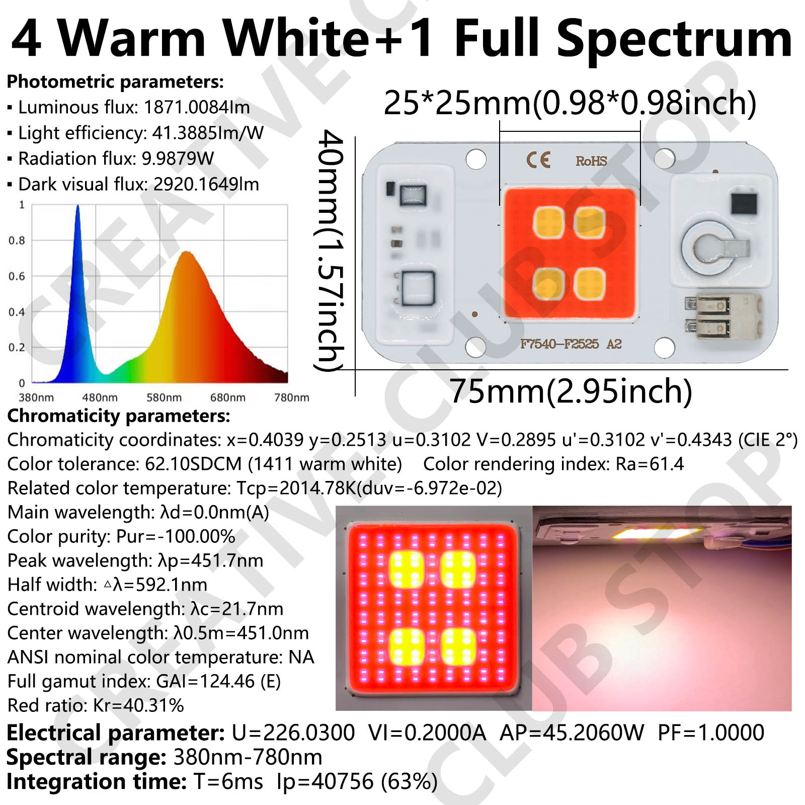 Chip LED COB de 50W, sin solda - Plant Grow Light Full Spectrum reseña y precio