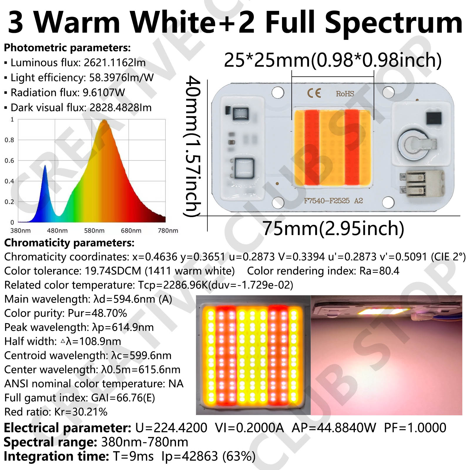 Chip LED COB de 50W, sin solda - Plant Grow Light Full Spectrum reseña y precio